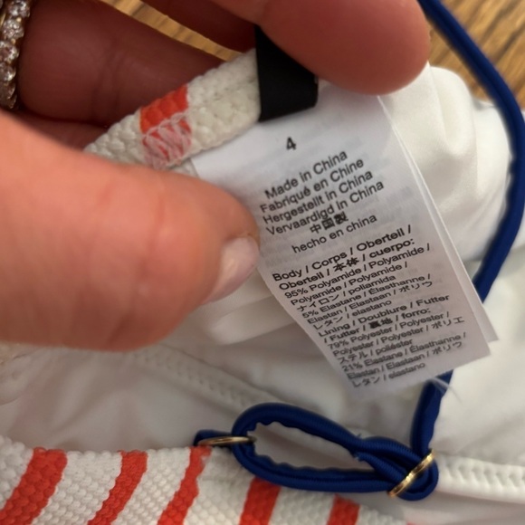 Like-New Women’s J. Crew v-neck striped one piece bathing suit, size 4. - Picture 3 of 4